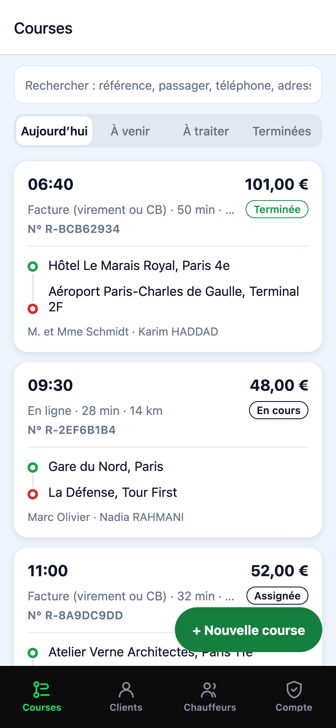 L’application Dispatch : la liste des courses du jour à attribuer